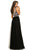 Johnathan Kayne - 8069 Embellished Deep V-neck A-line Dress In Black
