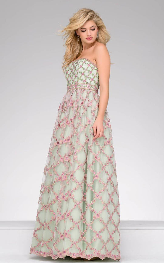 48910A Embellished Strapless A Line Dress