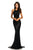 Johnathan Kayne - 8070 Halter Crystal Embellished Evening Gown in Black