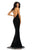 Johnathan Kayne - 8070 Halter Crystal Embellished Evening Gown in Black