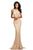 Johnathan Kayne - 8070 Halter Crystal Embellished Evening Gown in Gold