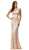 Dancing Queen - 8072 Strapless Beaded Foliage Motif Prom Gown In Gold