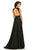 Johnathan Kayne - 8072 Ruched Cutout Charmeuse Gown in Black
