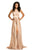 Johnathan Kayne - 8072 Ruched Cutout Charmeuse Gown in Gold