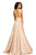 Johnathan Kayne - 8072 Ruched Cutout Charmeuse Gown in Gold