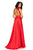 Johnathan Kayne - 8072 Ruched Cutout Charmeuse Gown in Red