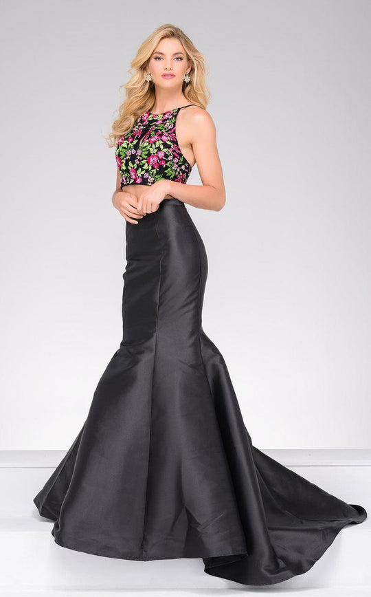 41630A Two-Piece Floral Mermaid Evening Gown