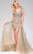 42213A Beaded V-Neckline High Low Evening Dress
