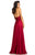 Johnathan Kayne - 8074 Plunging Halter Ruched Empire Gown In Red