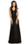 Johnathan Kayne - 8074 Plunging Halter Ruched Empire Gown In Black