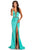 Johnathan Kayne - 8076 Embellished Deep V-neck Trumpet Dress In Green