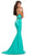 Johnathan Kayne - 8076 Embellished Deep V-neck Trumpet Dress In Green