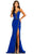 Johnathan Kayne - 8076 Embellished Deep V-neck Trumpet Dress In Blue