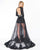 Mac Duggal - 80773R Long Sleeved Gown with Illusion Overskirt In Black