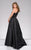 Jovani - Beaded Halter Neck A-line Evening Dress 45120A in Black
