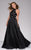 Jovani - Beaded Halter Neck A-line Evening Dress 45120A in Black