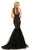 Johnathan Kayne - 8077 Sleeveless Studded Illusion Mermaid Gown In Black and Gold