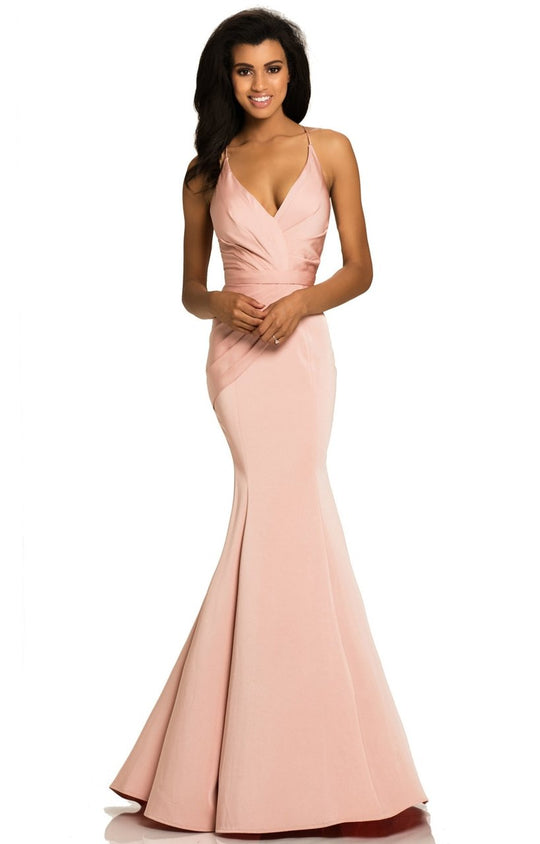 Johnathan Kayne - 8081 Deep V-neck Mermaid Dress In Pink