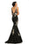 Johnathan Kayne - 8082 Deep V-Neck Floral Embroidered Evening Gown In Black