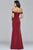 Faviana - Draped Off Shoulder Ruched Evening Dress in Red
