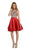 Poly USA - 8084 Metallic Beaded Bodice Mikado A-Line Dress in Red