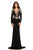 Johnathan Kayne - 8085 Long Sleeved Embellished Jersey Gown in Black and Gold