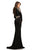 Johnathan Kayne - 8085 Long Sleeved Embellished Jersey Gown in Black and Gold