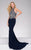 32777 Embellished Illusion Halter Jersey Dress