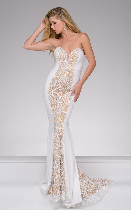 35182A Lace Sweetheart Sheath Dress