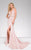 36094A Bejeweled Plunging Neck Evening Gown