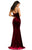 Johnathan Kayne - 8088 Art Deco Adorned Asymmetrical Velvet Gown In Red