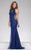 36448A Halter Beaded Mesh Evening Gown