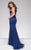 36448A Halter Beaded Mesh Evening Gown
