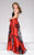 36562A Printed Abstract A Line Floral Evening Gown