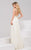 36980A Sheer Embellished A Line Gown with Slit