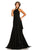 Johnathan Kayne - 8090 Draped Bow High Halter Charmeuse Gown In Black