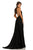 Johnathan Kayne - 8090 Draped Bow High Halter Charmeuse Gown In Black