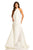 Johnathan Kayne - 8090 Draped Bow High Halter Charmeuse Gown In White