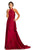 Johnathan Kayne - 8090 Draped Bow High Halter Charmeuse Gown In Red