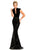 Johnathan Kayne - 8091 High Collar Plunging Fitted Dress In Black