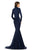 Johnathan Kayne - 8093 Queen Anne Neckline Mermaid Gown in Blue
