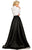 Johnathan Kayne - 8097 Long Sleeve Charmeuse Taffeta Dress In White and Black