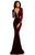 Johnathan Kayne - 8098 Plunging Velvet Long Sleeves Fitted Gown In Red