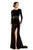 Johnathan Kayne - 8101 Long Sleeved Velvet Evening Gown in Black