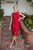 Tadashi Shoji - Sleeveless V-neck Sheath Cocktail Dress In Red
