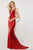Angela & Alison - 81039 Deep V Neck and Back Illusion Side Cutout  Sequin Evening Gown In Red