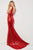 Angela & Alison - 81039 Deep V Neck and Back Illusion Side Cutout  Sequin Evening Gown In Red