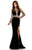 Johnathan Kayne - 8105 Stretch Velvet Lattice Fitted Gown In Black
