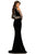 Johnathan Kayne - 8105 Stretch Velvet Lattice Fitted Gown In Black