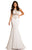 Johnathan Kayne - 8108 Fringed Cap Sleeve Ornate Illusion Gown In White